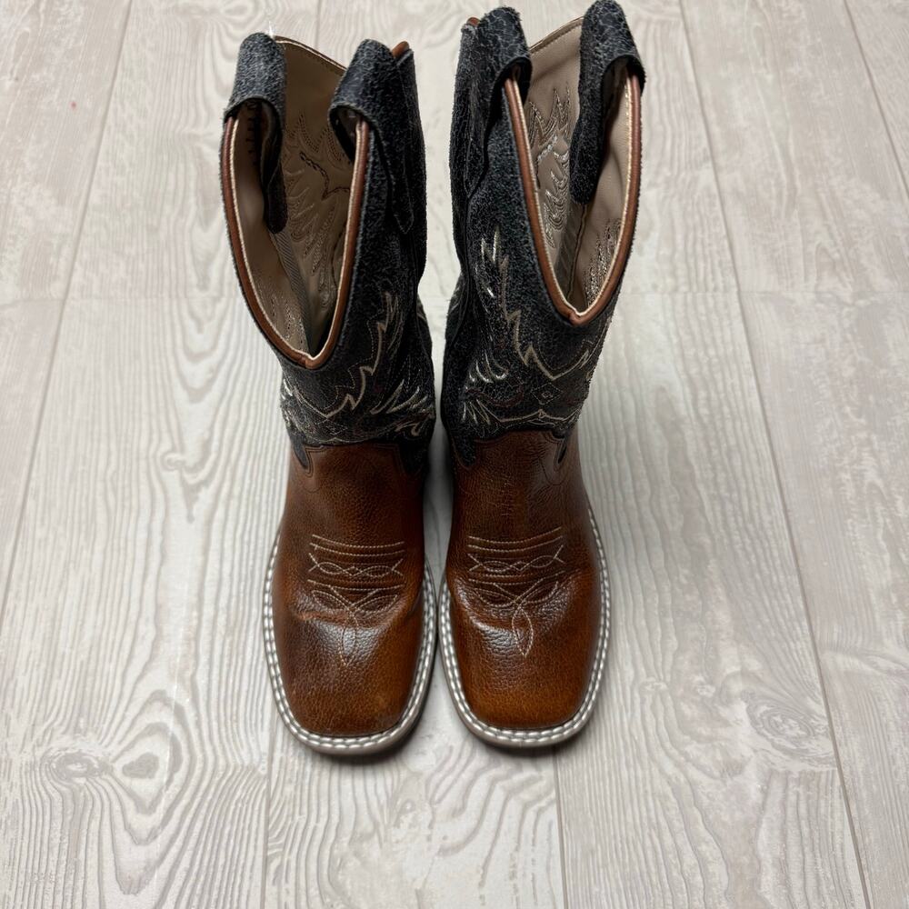 Cody James Boys Ryder Cowboy Boots Size 12 Brown Leather Square Toe Western
